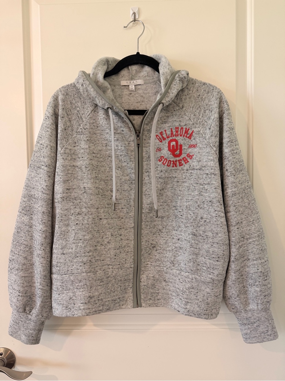 WEAR by Erin Andrews Oklahoma Sooners OU Speckled Full Zip Hoodie Women’s L